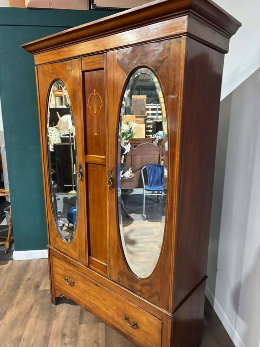 Edwardian Walnut Double Wardrobeb