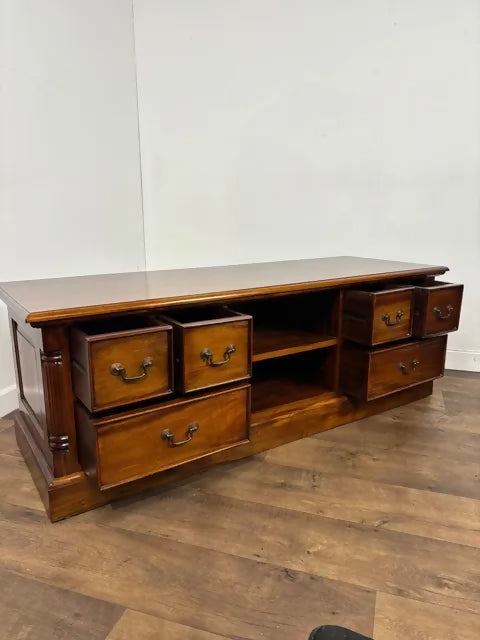 Contemporary Mahogany Flat TV Stand / Media Unit