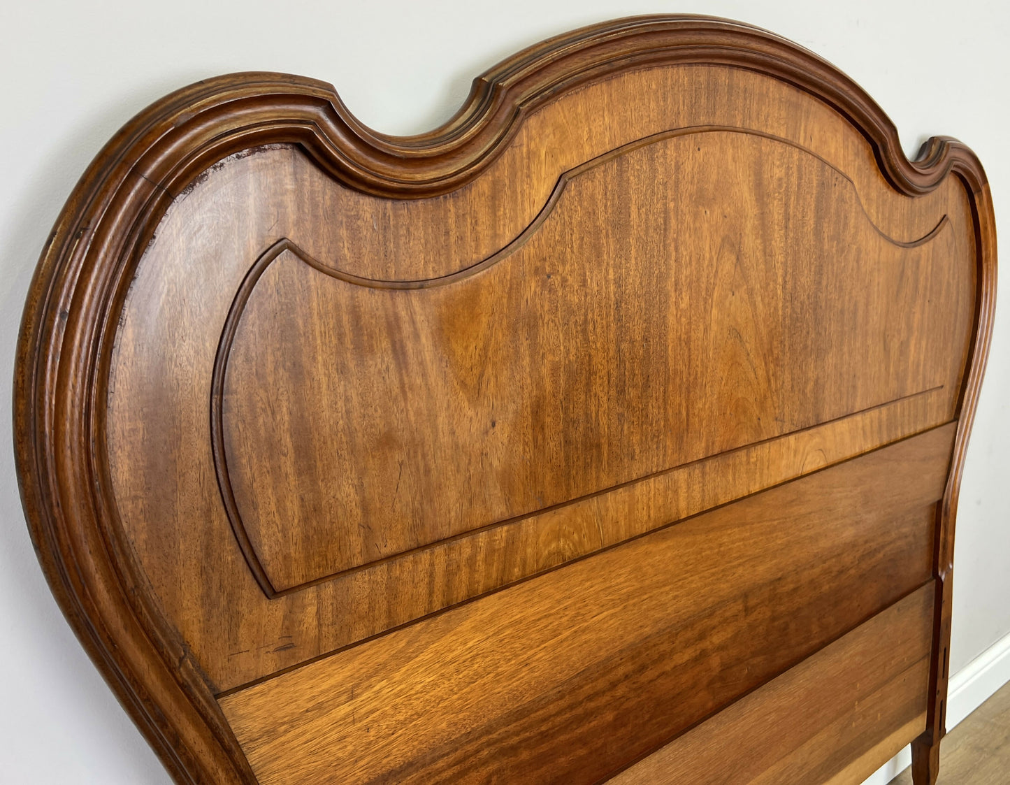 Headboard Antique French Style Walnut Double Bed Carved Headboard LOT 6452