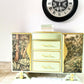 Upcycled French Provincial Cabinet in Sage Green and Tropical Jungle ,Upcycled Statement Furniture