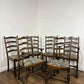Vintage Set of Six Oak Ladder Back Dining Chairs – Including Two Carvers