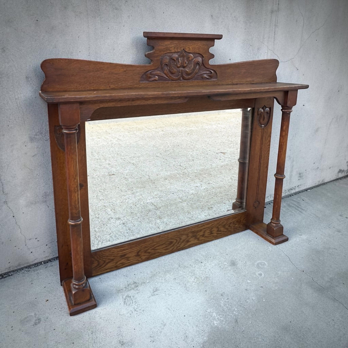 Antique Oak Art Nouveau period Mantle mirror