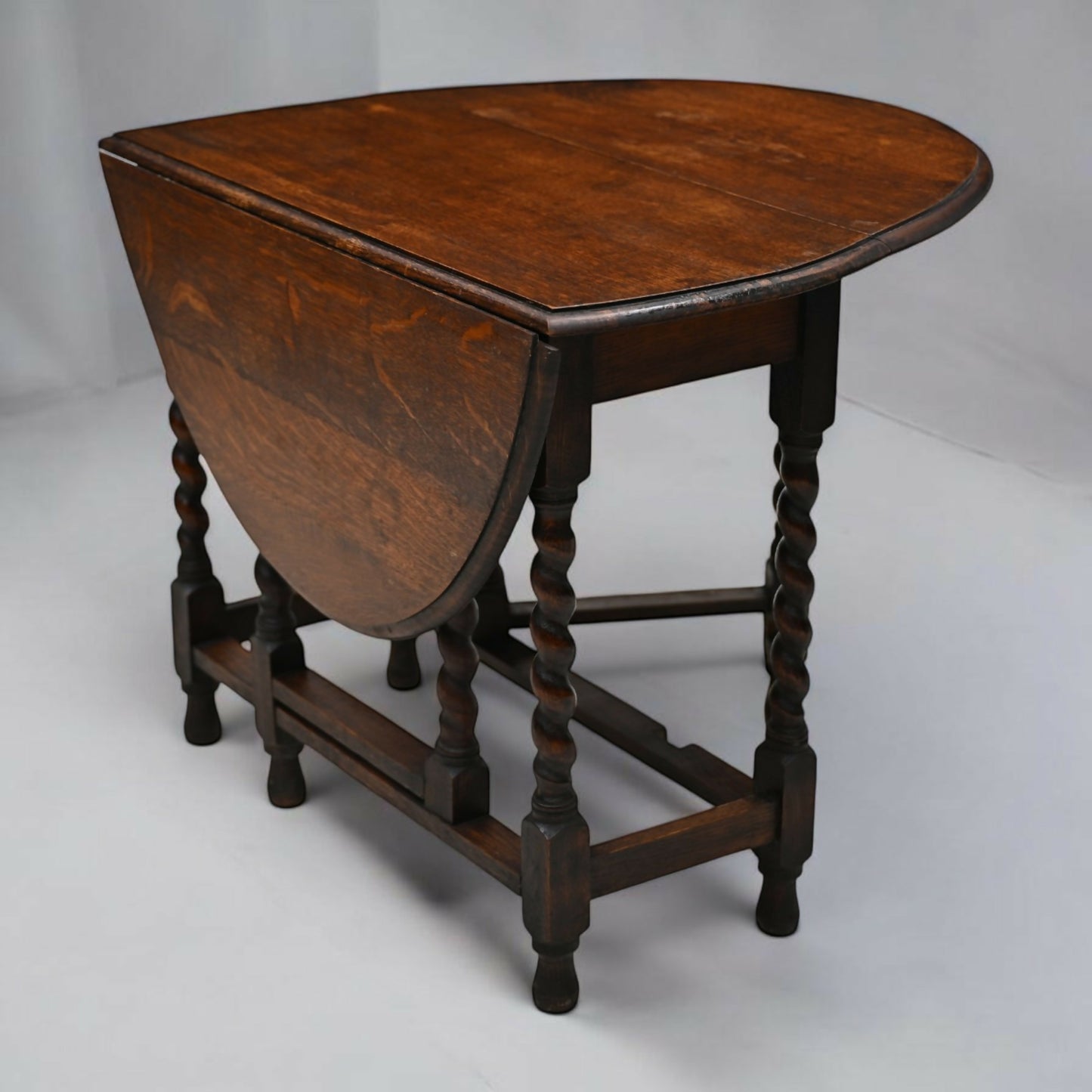 Vintage Oak Drop Leaf Dining Table Barley Twist Gate Leg Vintage FREE Delivery