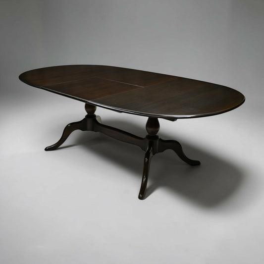 Ercol Extending Dining Table Twin Pedestal Dark Finish Seats 8 FREE UK Delivery*