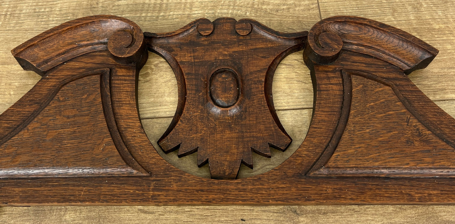 Pediment Antique French Style Oak Hand Carved Decorative Crest LOT 6172