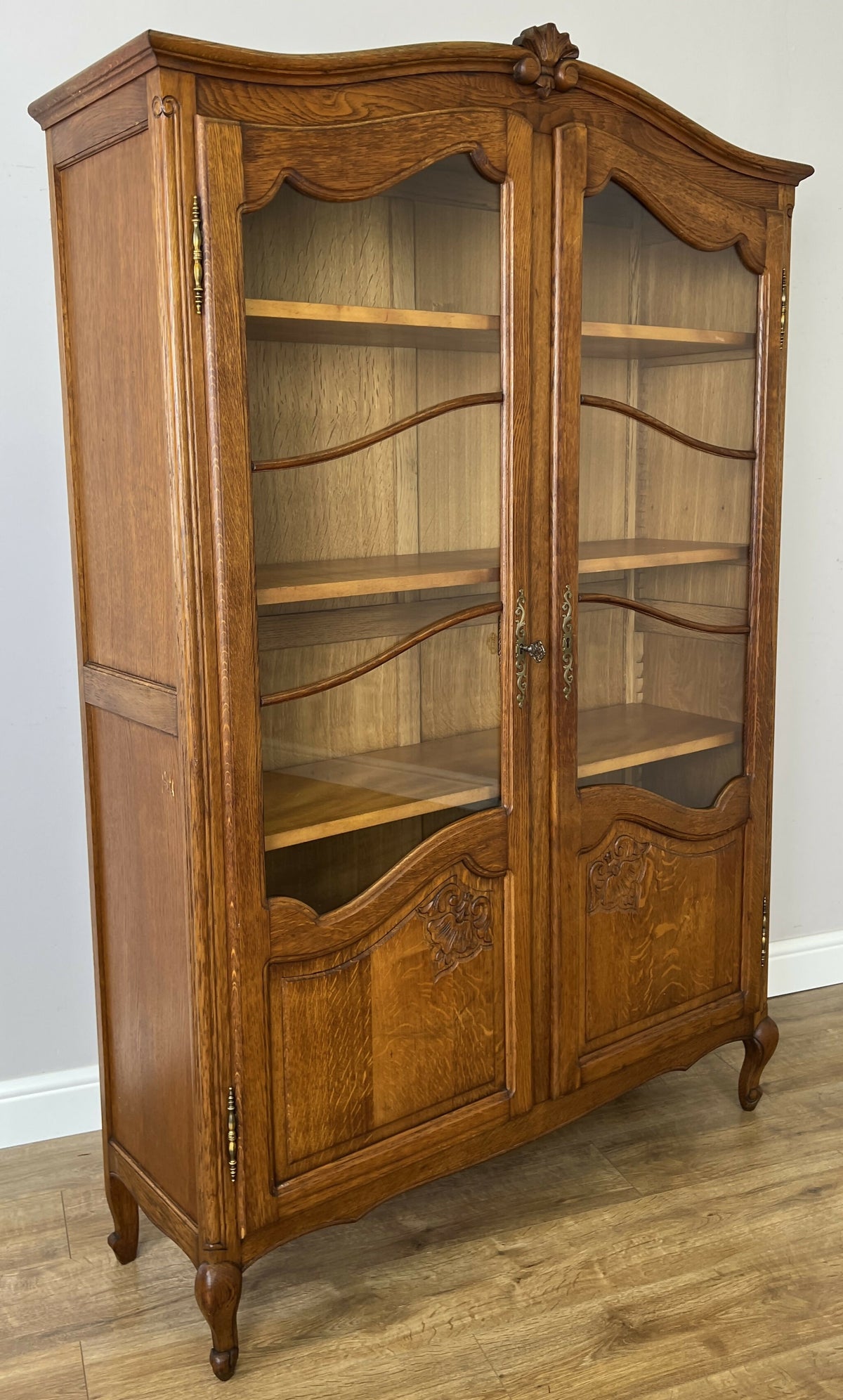 Bookcase Vintage French Louis Oak Glazed Display Cabinet Sideboard LOT 6522
