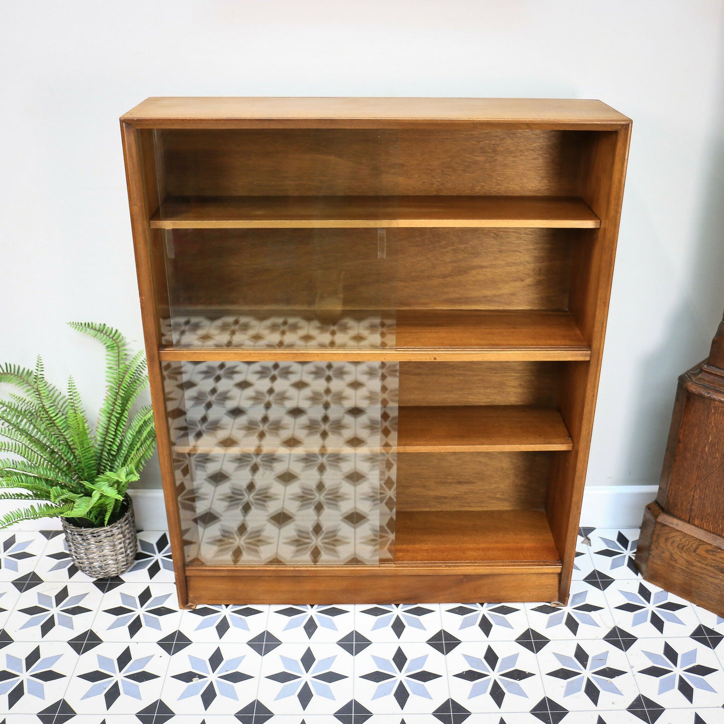 Herbert Gibbs Bookcase in Teak with Four Glazed Doors Mid Century