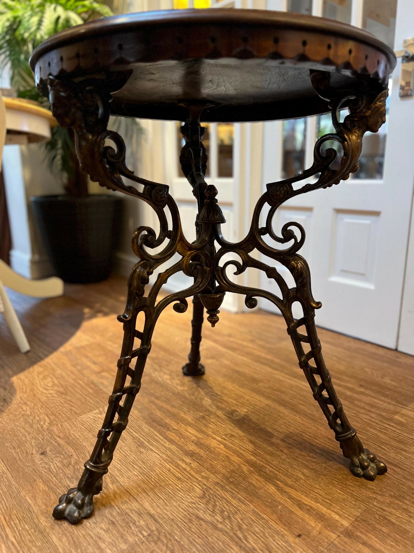 Rare Occasional Table Cast Iron featuring Queen Victoria with a Hardwood Top