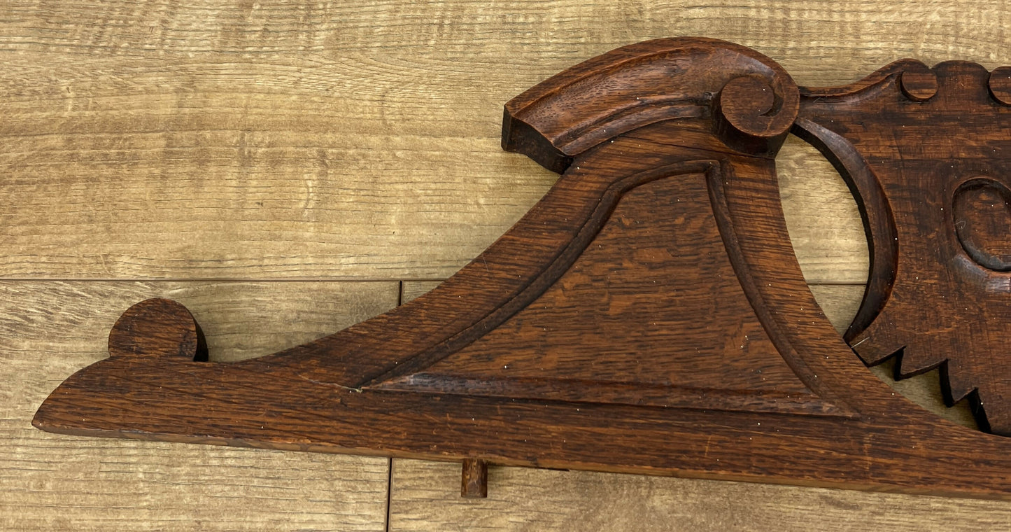 Pediment Antique French Style Oak Hand Carved Decorative Crest LOT 6172