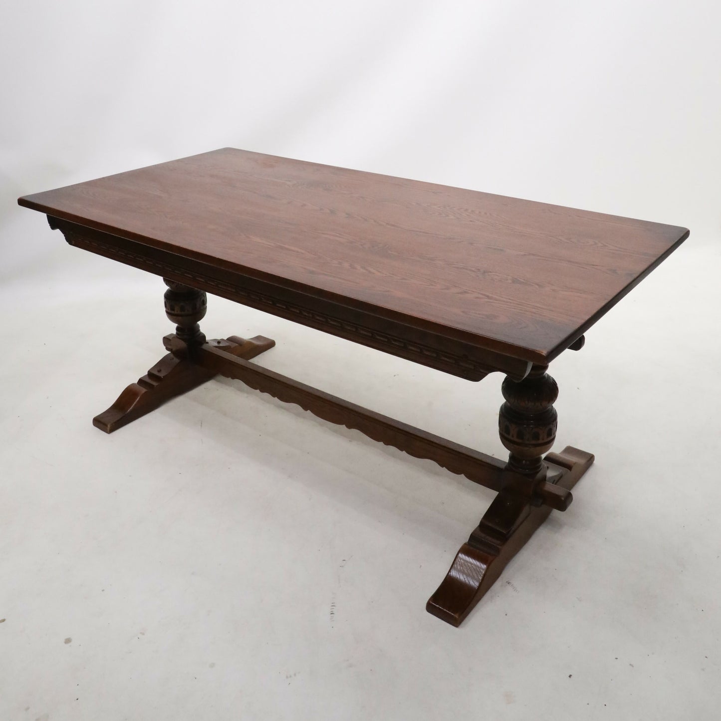 Old Charm Wood Bros Sovereign Dining Table in Tudor Brown Solid FREE UK Delivery. SBR8854/2902D