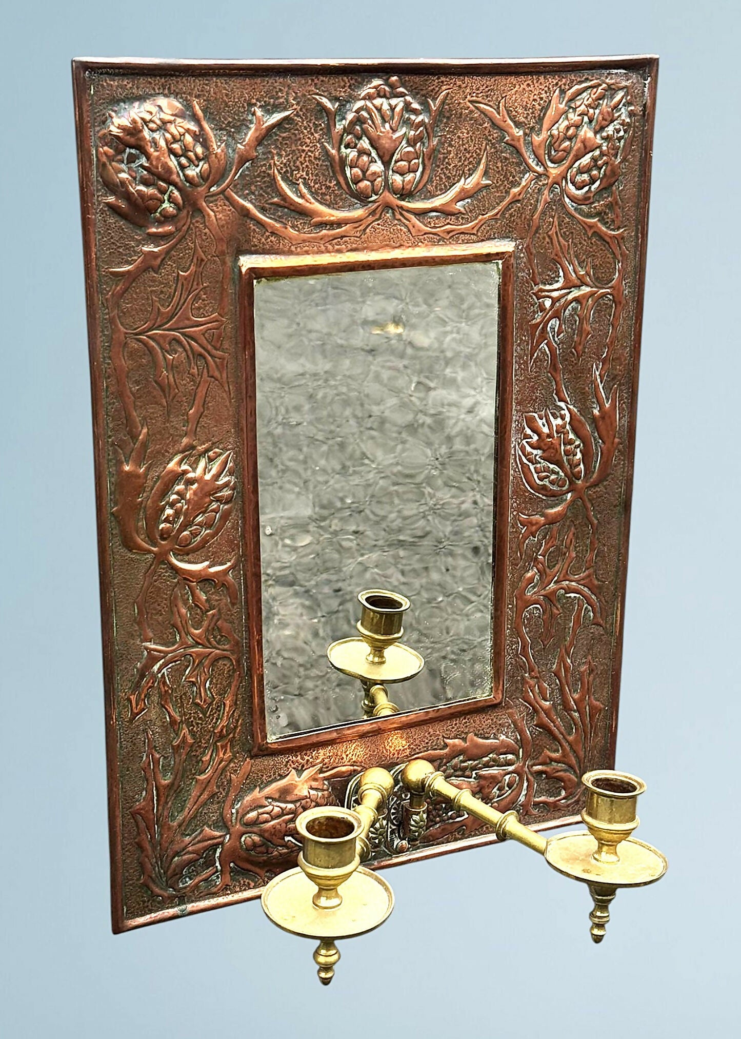 Art Nouveau Copper and Brass Mirror
