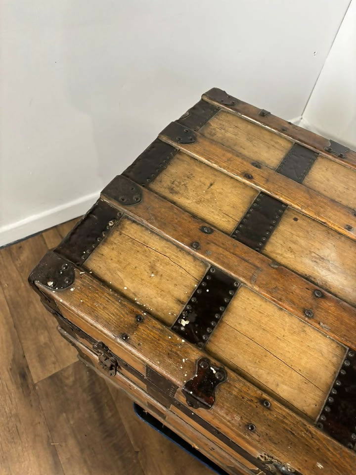 Victorian Domed Steamer Trunk / Antique Travel Chest