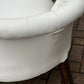 Victorian Sofa In White Leather, Walnut Show Frame, Cabriole Legs.