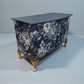 Vintage bedding blanket box ottoman navy blue floral chest