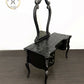 Contemporary Black and Silver French Rococo Dressing Table With Mirror