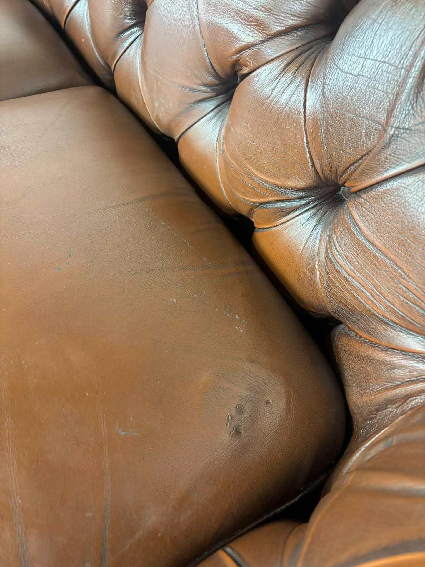 Thomas Lloyd Brown Leather Chesterfield Style Sofa