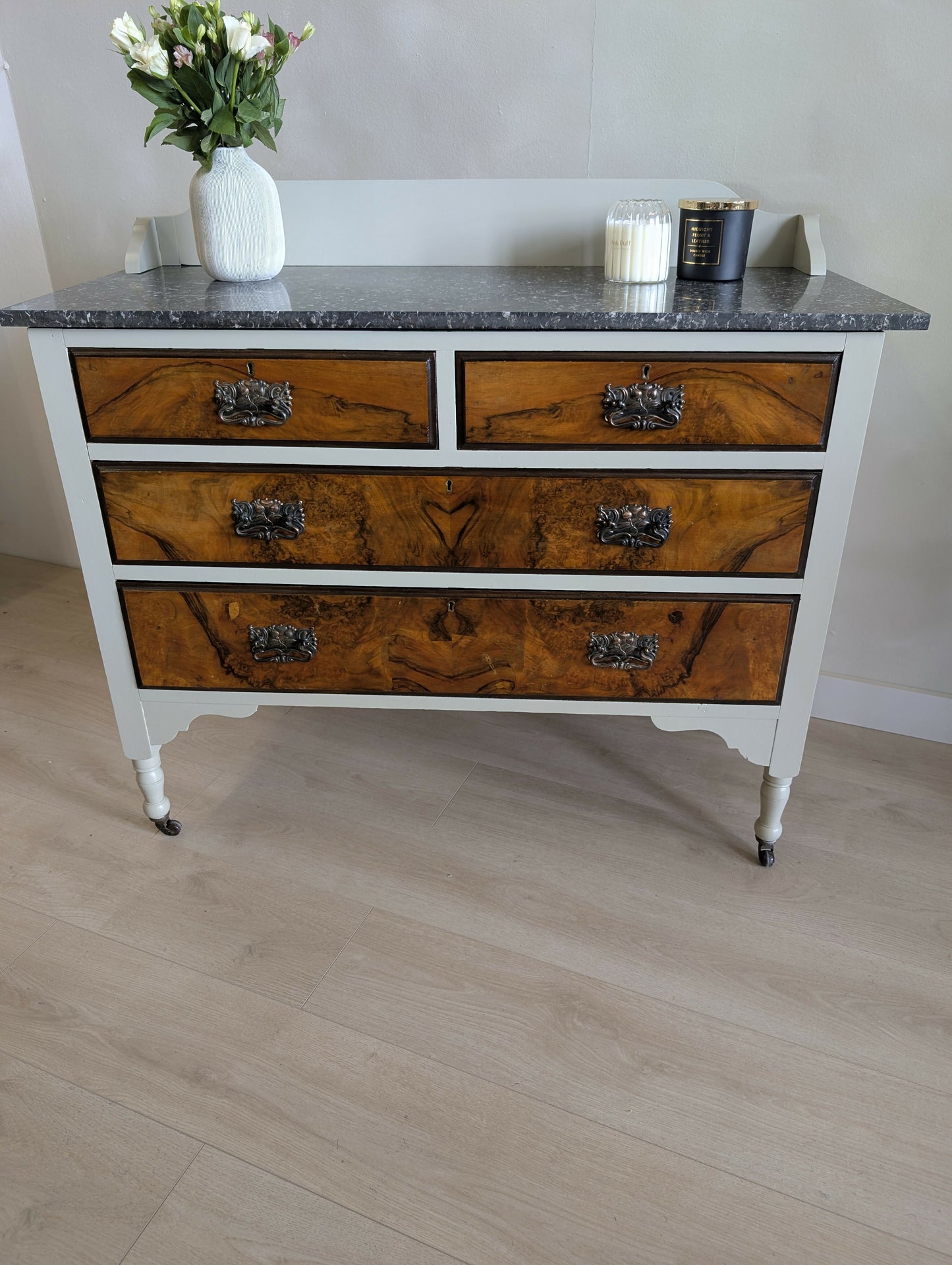 Late Victorian/Edwardian Marble Topped Washstand Chest of Drawers