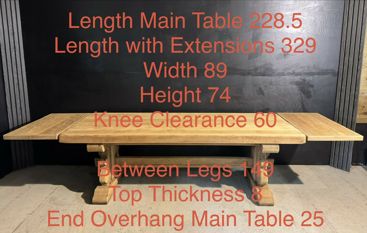Large Extendable Bleached Oak Farmhouse Dining Table