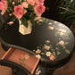 Painted Black Table with Pink Roses