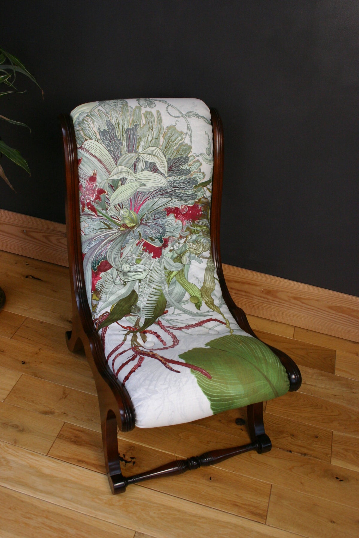 Vintage Slipper Chair – Fully Refurbished in Timorous Beasties Topical Tropical | One-of-a-Kind Designer Statement Chair