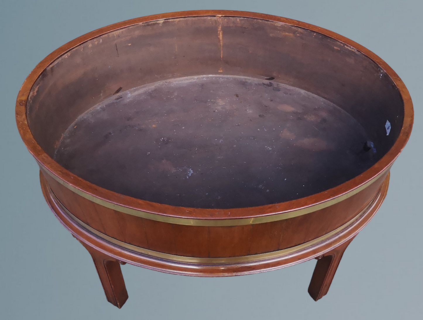 Mahogany and Brass Bound Oval Wine Cooler or Jardinière