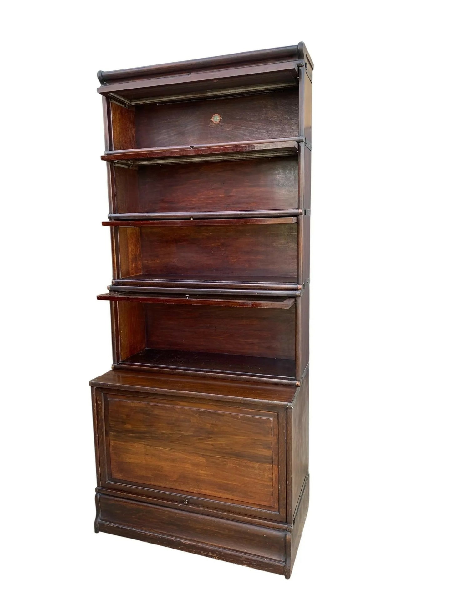 Antique Globe-Wernicke Oak barrister bookcase tall vintage display cabinet