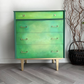 Mid Century Chest of Drawers Hand Painted Green With Gold Legs