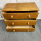 Vintage Solid Pine Low Chest of 3 Drawers Knob Handles Plinth