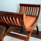 Vintage Carule Stool/Seat Indonesian Teak, Leather Padded Seat Cushion A Beauty!