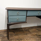 Vintage Stag Minstrel Dressing Table, Desk Dark Wood and Green Blue. Painted Upcycled Furniture