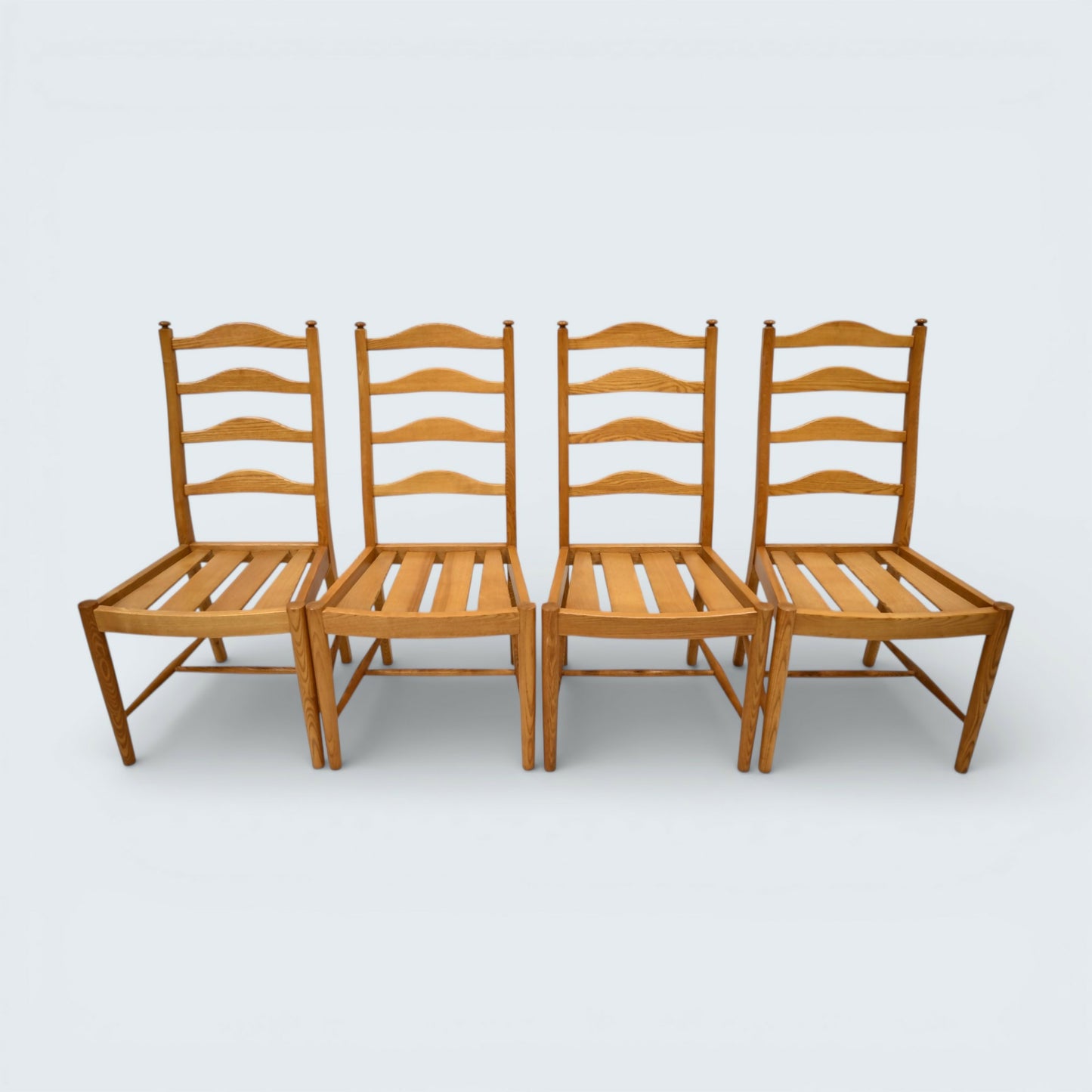 Ercol Set Of 4 Dining Chairs Light Finish Ladderback 1970s FREE UK Delivery*