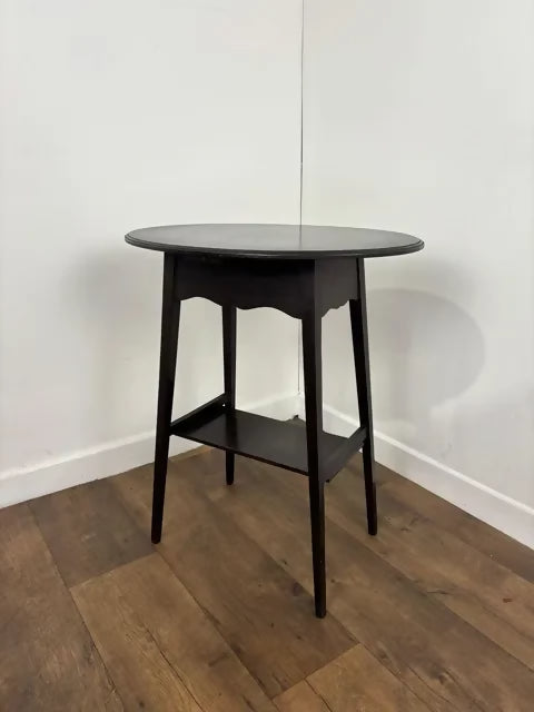 Vintage Stained Oak Side Table With Oval Top
