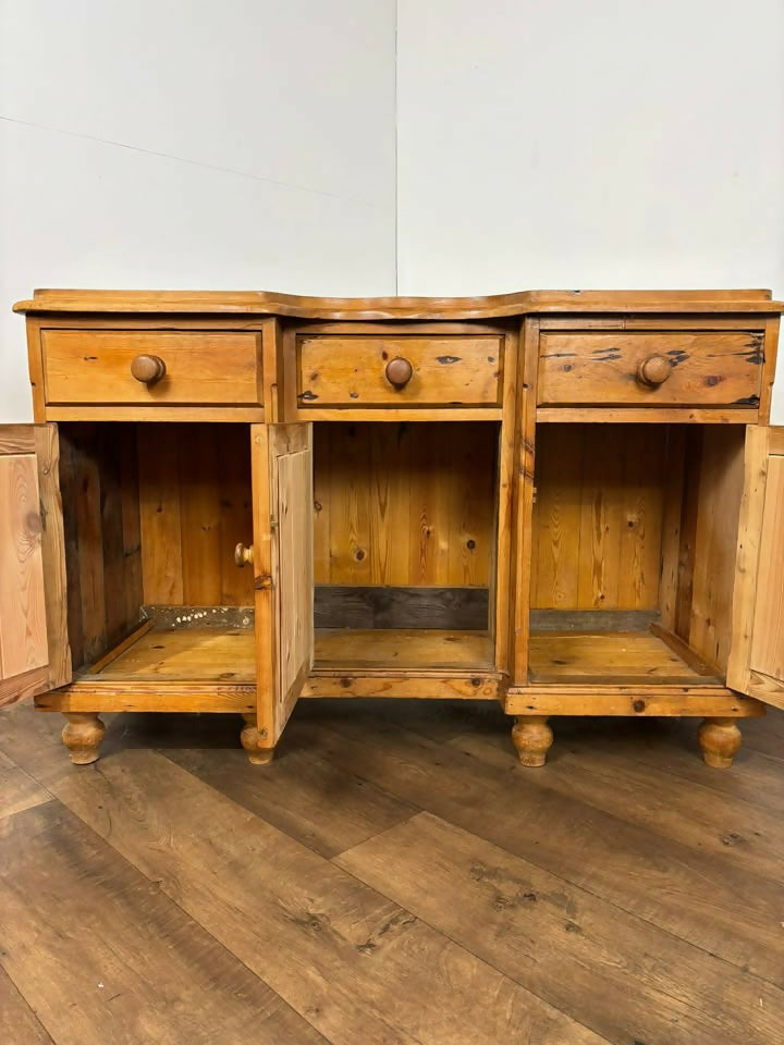 Vintage Stripped Pine Dresser Base / Sideboard