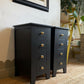 Newly refurbished pair of bedside drawers cabinets tables black nightstands solid wood tall