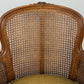 Armchair Vintage French Style Cane Upholstered Accent Carved Chair LOT 6311