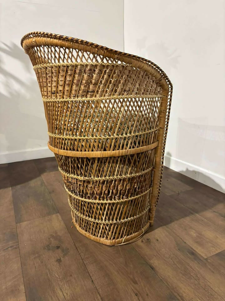 Vintage Wicker Bedroom Chair with Cushion