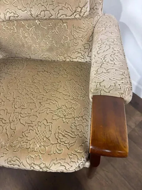 Vintage Parker Knoll Upholstered High Back Armchair – Oak Frame