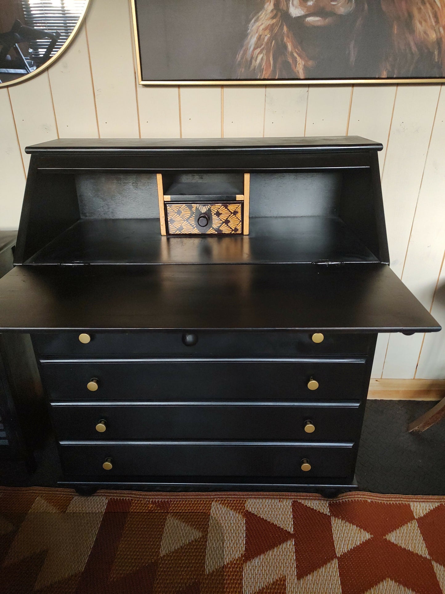 THE AFRICAN ASPECTS UPCYCLED - ONE-OFF FURNITURE ART - The Golden Dynasty Statement writing bureau