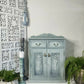 Vintage Solid Pine Cabinet | Hand Painted Duck Egg Blue Cupboard | Floral Decoupage Interior | UK Delivery Included