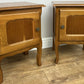 Pair of Bedside Tables Vintage French Louis Oak Nightstands Cabinets LOT 6226