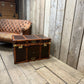 Vintage storage trunk chestnut brown leather