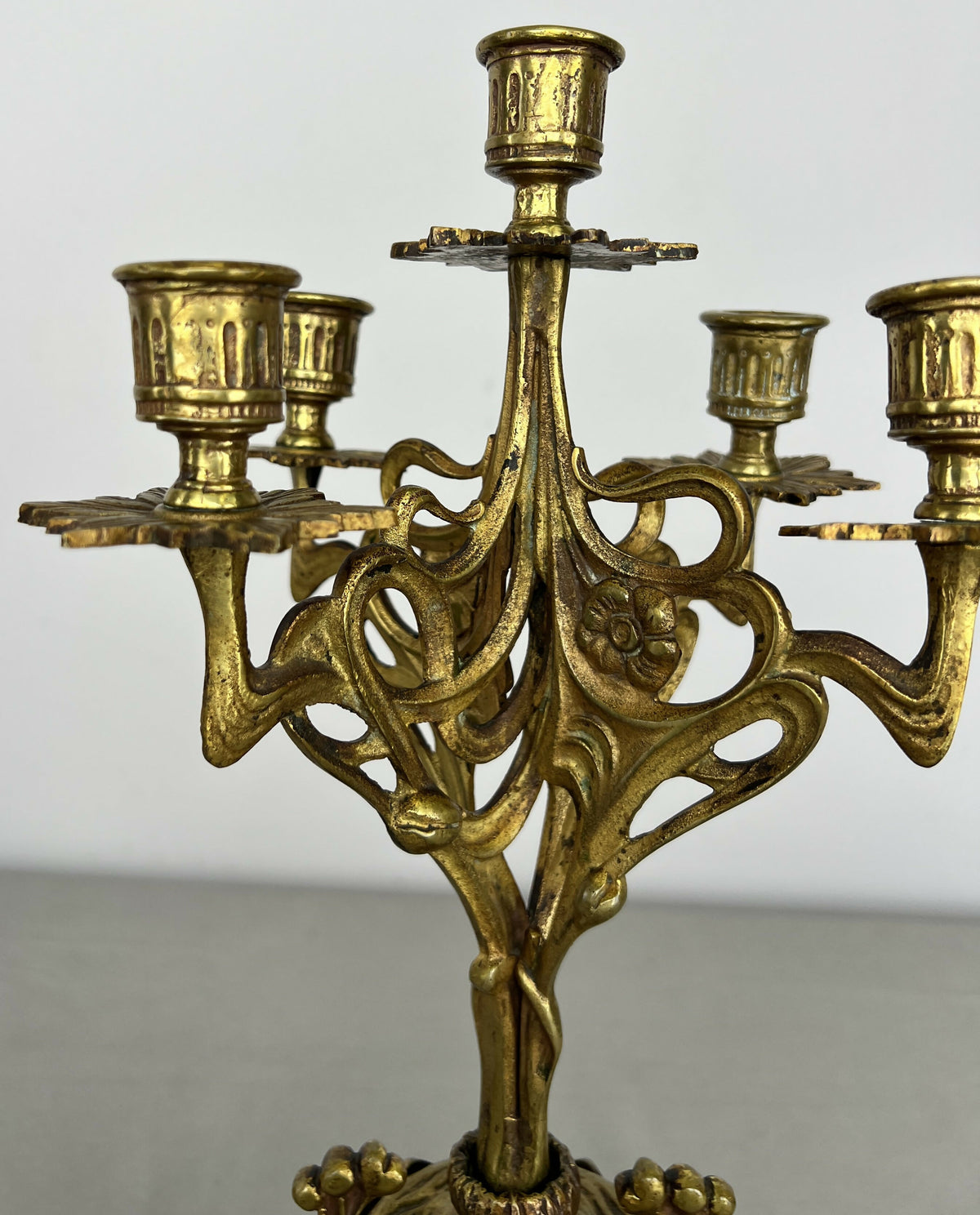 Pair of Candelabras Vintage French Style Ornate 5 Arm Candle Holders LOT 6475