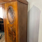 Edwardian Walnut Single Door Mirrored Wardrobe with Carved Panels