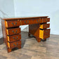 Reproduction Yew Twin Pedestal Kneehole Desk with Leather Topvb