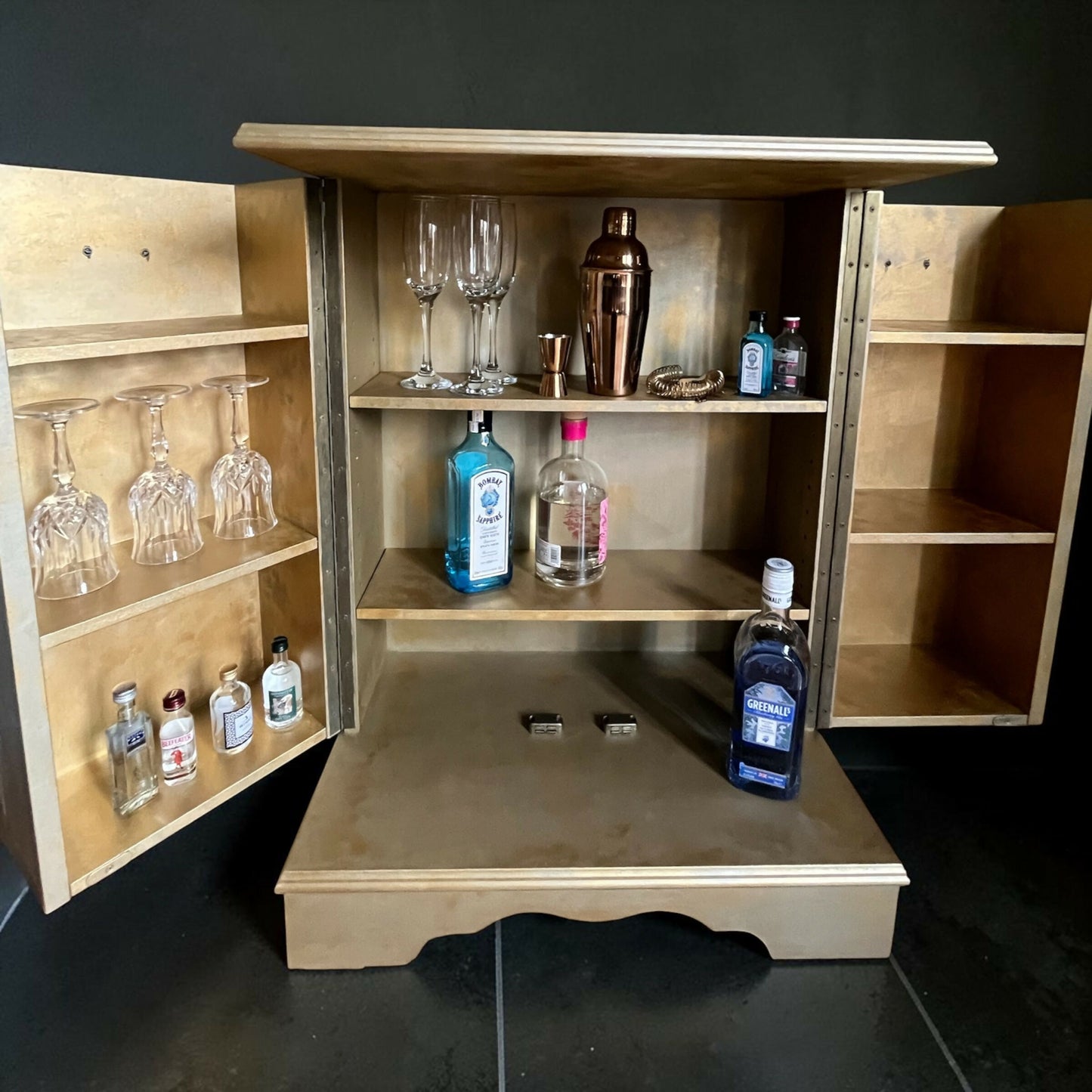 Aged Gold Drinks Cabinet