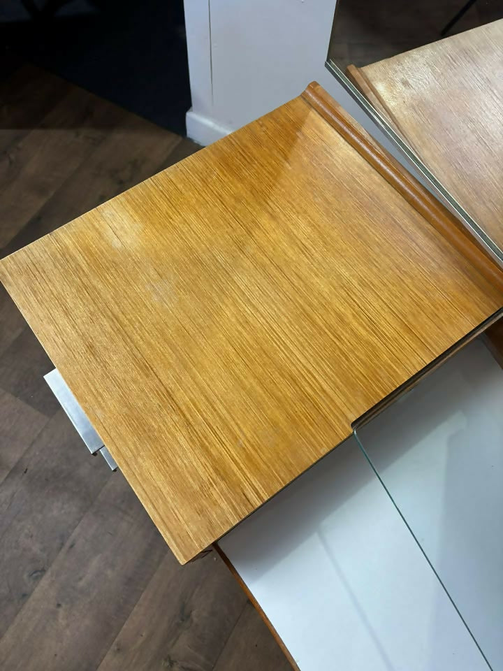 Mid Century Teak Stag Curved Triple Dressing Table
