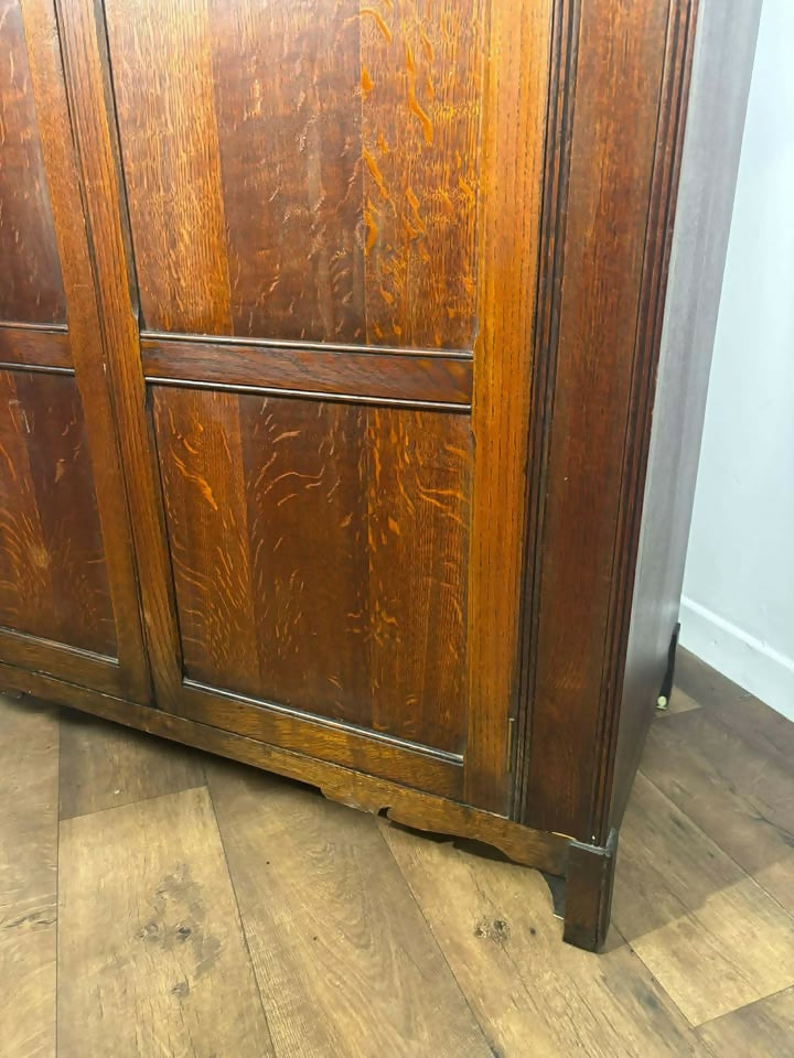 Vintage Priory Style Oak Double Wardrobe
