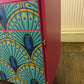 Midcentury Retro Sideboard TV Unit. Pink Teal Peacock Print Painted Upcycled Furniture