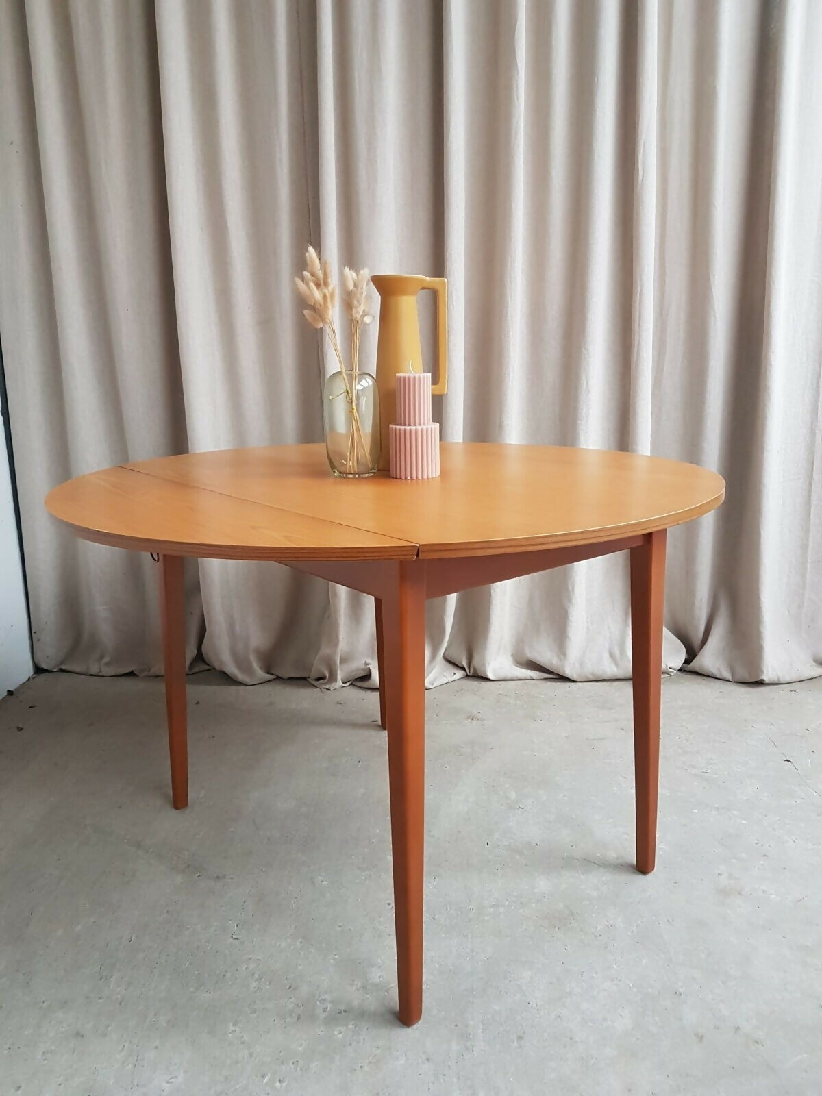 Vintage Mid Century Drop Leaf Oak Effect Extending Dining Table Danish Retro R655