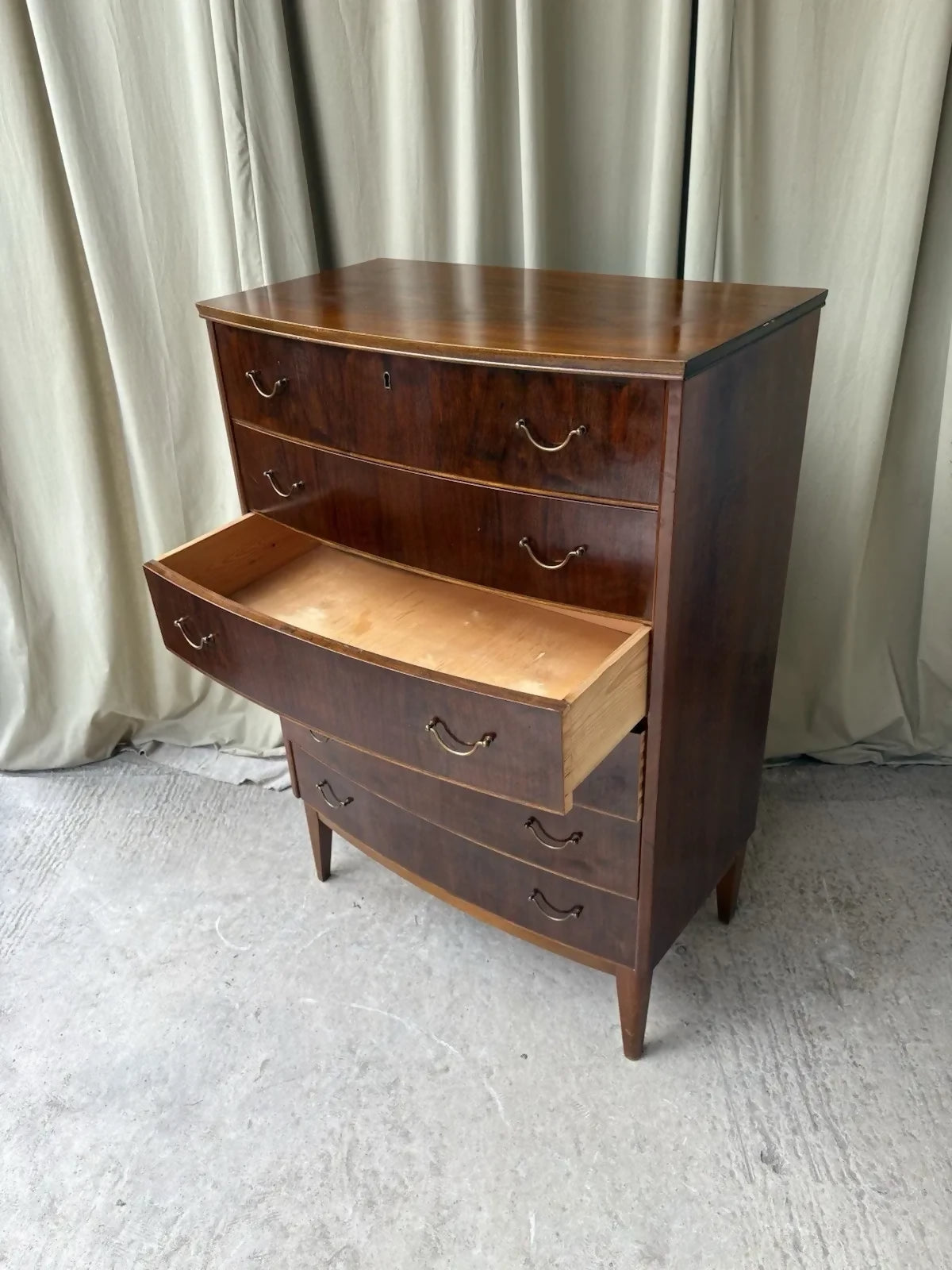 Vintage Tallboy Early Mid Century Chest Of Drawers Retro Scandi Danish R1207